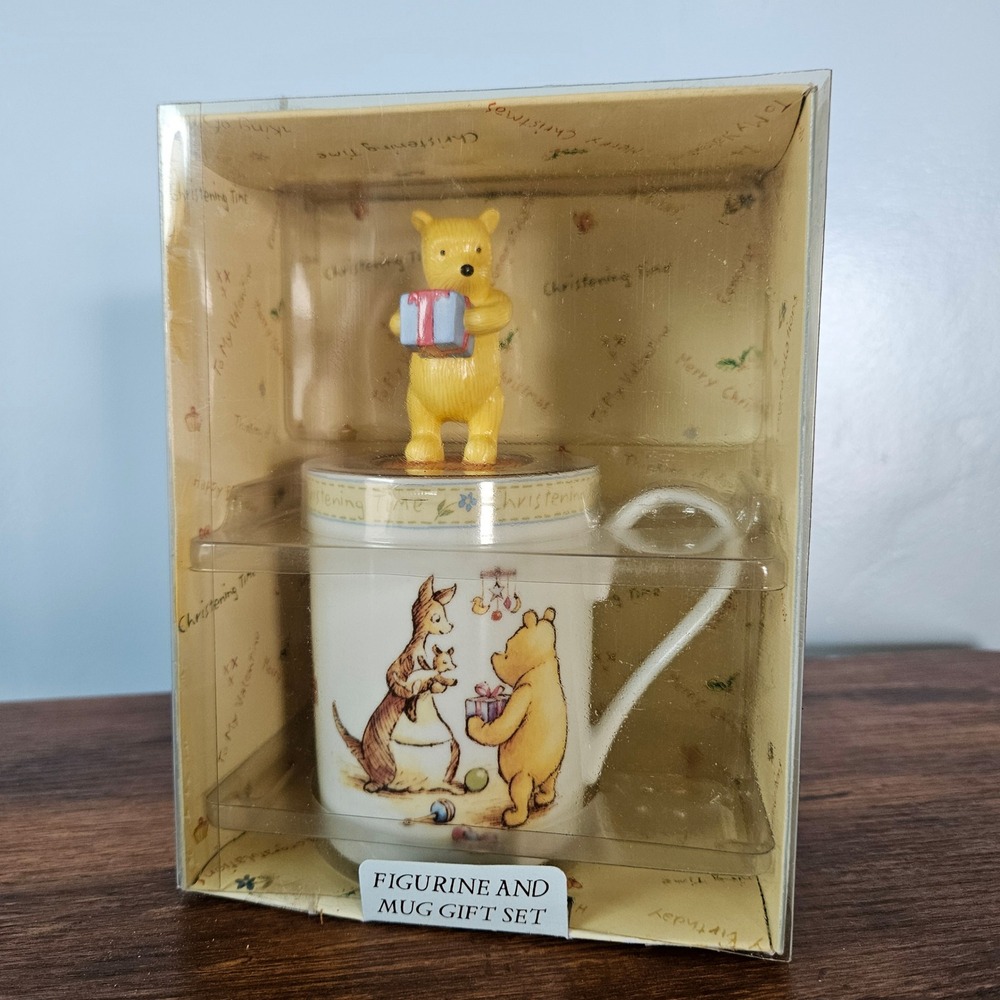 Royal Doulton Classic Pooh Figurine and Mug Gift Set Baby Shower Time Disney